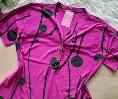 Blusa feminina plus size camisa rosa estampada - comprar online