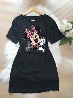 Vestido feminino camisetão estampa flocada