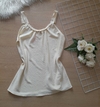 Blusa regata feminina plus size creme alça larga