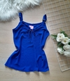Blusa regata feminina azul alça larga