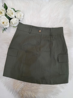 Saia feminina cargo bengaline verde militar saia curta - Zapp moda feminina