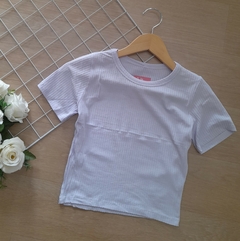 Cropped canelado feminino manga curta branco