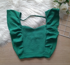 Cropped feminino social verde moda verão