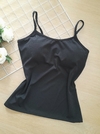 Blusa regata alcinha preto feminina com bojo tecido canelado