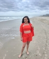 Conjunto feminino moda verão laranja três peças