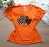 Blusa feminina plus size vicolycra I love you laranja