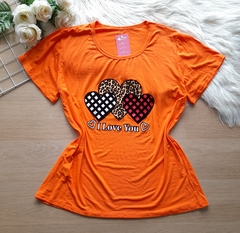Blusa feminina plus size vicolycra I love you laranja