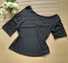 Blusa feminina preta manga curta ombro caido