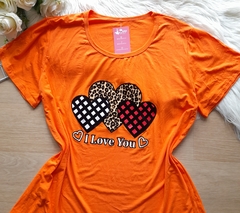 Blusa feminina plus size vicolycra I love you laranja - comprar online