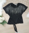 Blusa feminina preta T-Shirts brilho casual
