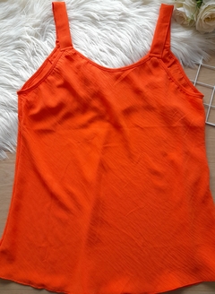 Blusa regata feminina alça larga laranja na internet