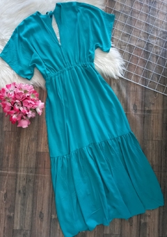 Vestido feminino midi azul casual - comprar online