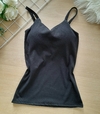 Blusa regata alcinha preta feminina com bojo tecido canelado