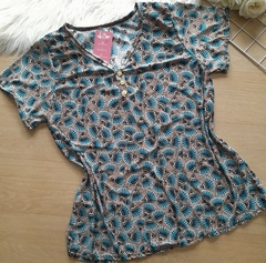 Blusa feminina malha fria estampada com manga