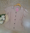 Blusa feminina bege estilo camisa viscolycra