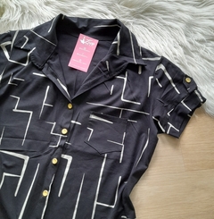 Blusa camisa feminina manga curta viscolycra com botões - comprar online