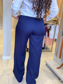 Calça alfaiataria pantalona risca de giz - loja online