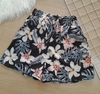 Shorts feminino tactel floral com bolso na frente soltinho e confortável