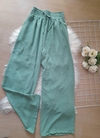 Calça pantalona feminina verde cós alto