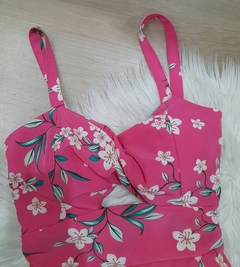 Vestido longo feminino com bojo rosa floral - comprar online