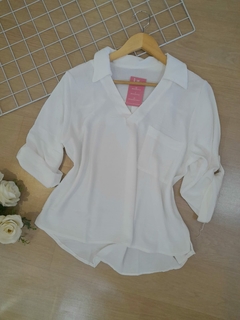 Camisa blusa feminina social casual manga curta branca - comprar online
