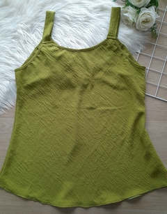 Blusa regata feminina alça larga verde na internet