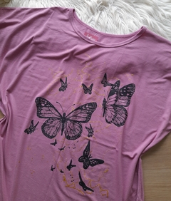 Blusa feminina plus size estampada franzida rosa - comprar online