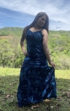 Vestido longo feminino azul com bojo moda verão