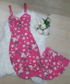 Vestido longo feminino com bojo rosa floral