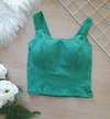 Cropped feminino com bojo alça larga verde poliamida