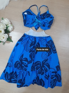 Vestido curto feminino azul estampado com bojo - Zapp moda feminina