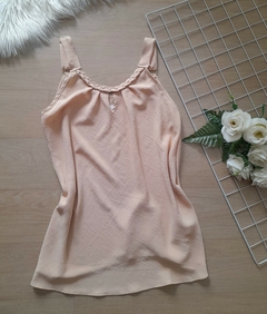 Blusa regata feminina plus size bege alça larga