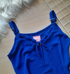Blusa regata feminina azul alça larga - comprar online