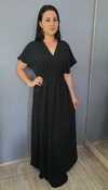 Vestido longo preto feminino manga curta