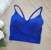 Cropped feminino azul com bojo alcinha