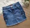 Saia jeans feminina cargo curta