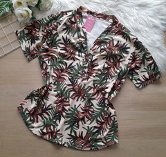 Blusa feminina plus size camisa estampada