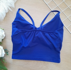 Cropped feminino azul com bojo alcinha - comprar online