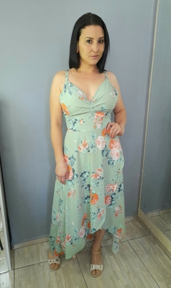 Vestido feminino midi estampado alcinha