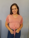 Blusa cropped feminino de amarrar rosa