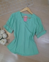 Blusa feminina casual verde manga curta M