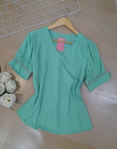 Blusa feminina casual verde manga curta M