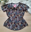 Blusa feminina marsala malha fria estampada com manga