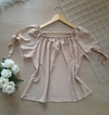 Blusa feminina ciganinha manga curta nude