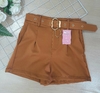 Shorts feminino alfaiataria telha com cinto