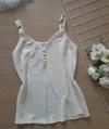 Blusa regata feminina off white alça larga