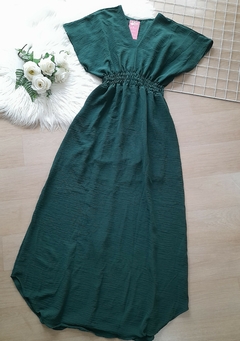 Vestido longo feminino manga curta verde na internet