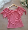 Blusa feminina ciganinha manga curta salmão