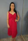 Vestido feminino midi vermelho alcinha