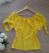 Blusa feminina ciganinha manga curta amarela